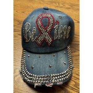 Breast Cancer Awareness Hat-‎ Pink Bling BELIEVE And Pink Ribbon Adjustable NWOT